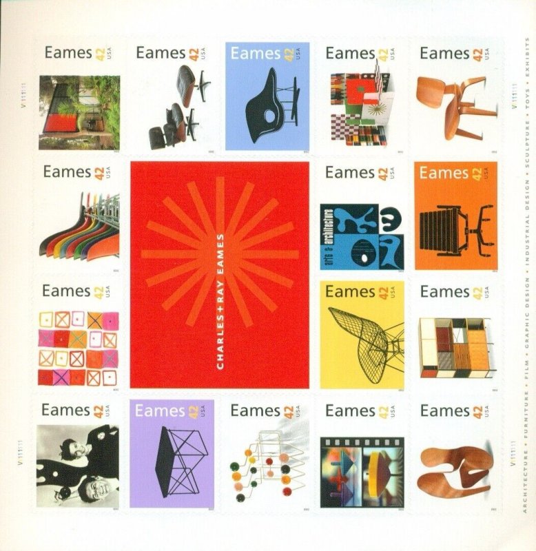 US 2008 EAMES Art, Furniture Design Sheet; 42 Cents, MNH Sc 4333 