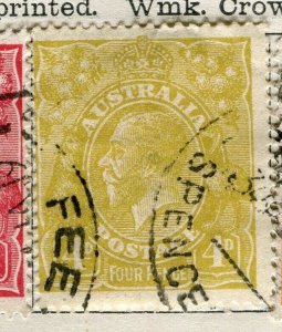 AUSTRALIA; 1915-20 early GV Head issue fine used 4d. value