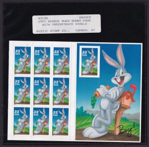 Scott #3138 Bugs Bunny Sheet of 10 Stamps - Imperf Mystic