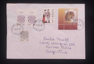 C) 1997. ESTONIA. AIRMAIL ENVELOPE SENT ARGENTINA. MULTIPLE STAMPS