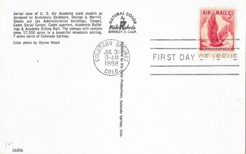 1958 Air Mail FDC, #C50, 5c Eagle, postcard