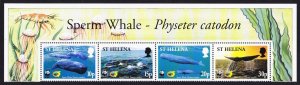 St. Helena WWF Sperm Whale Strip of 4v with Latin Name 2002 MNH SC#813-816