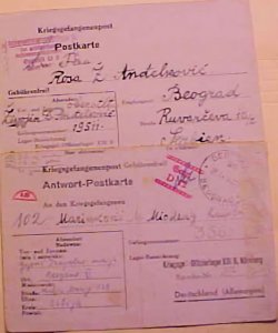 YUGOSLAVIA POW CARDS FROM 1942 BEOGARD & TO 1944 BEOGARD