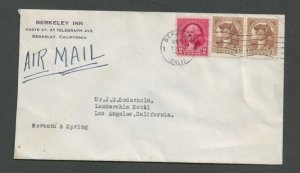 Ca 1932 Berkeley Ca The Berkeley Inn Airmail Cover To LA