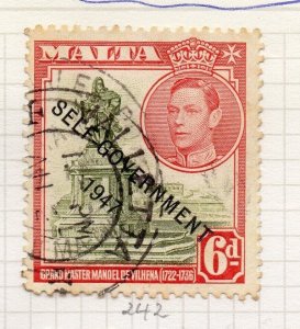 Malta 1948 GVI Self-Gov Optd Issue Fine Used 6d. NW-206774