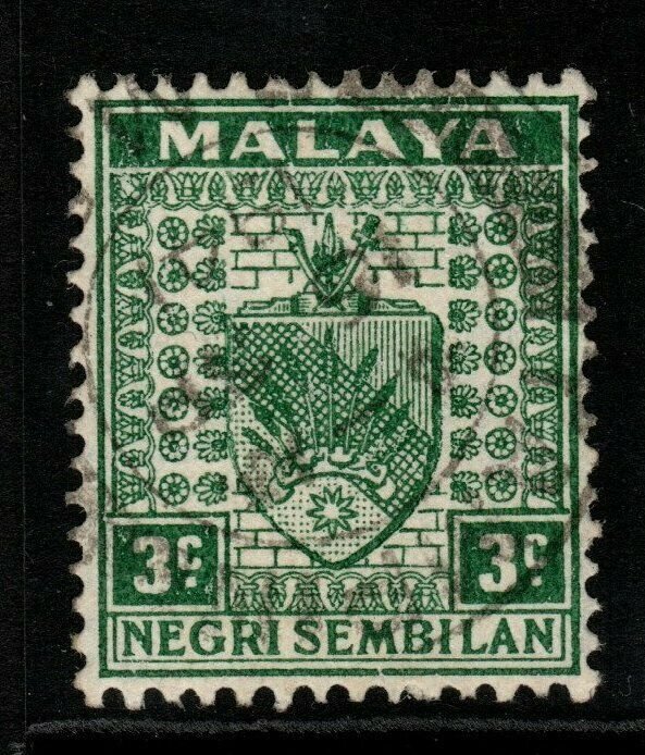 MALAYA NEGRI SEMBILAN SG24 1941 3c GREEN FINE USED