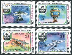 Somalia 450-453, MNH. Michel 257-260. ICAO-30, 1977. Leonardo da Vinci's Flying,