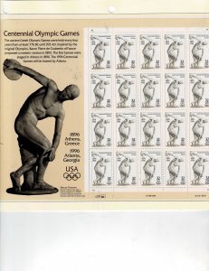 Centennial Greece Olympics 32c US Postage Sheet #3087 VF MNH