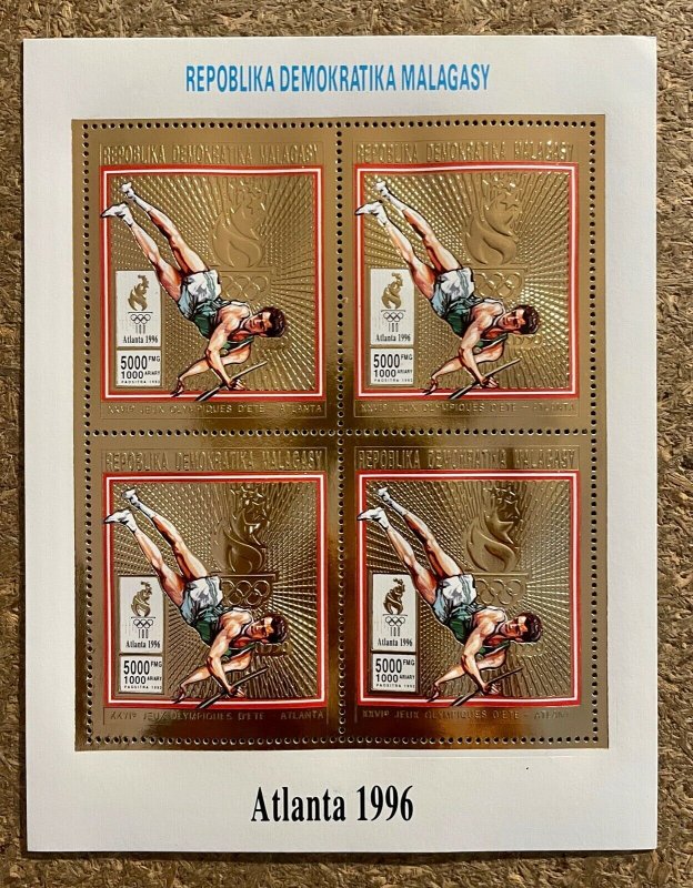 Stamps Gold Minisheet Olympic Games Atlanta 96 Madagascar Perf. 
