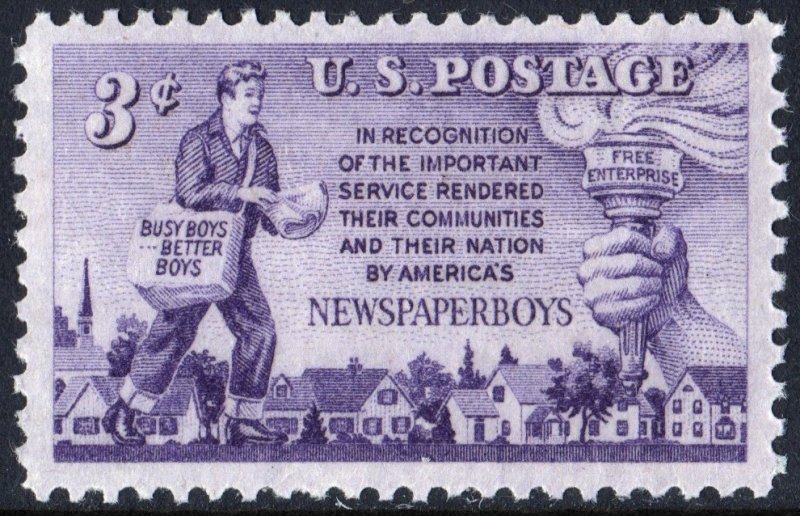 SC#1015 3¢ Newspaper Boys Single (1952) MNH