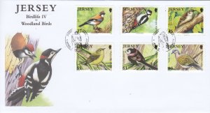 Jersey 2010 Woodland Birds Set of 6 on official FDC