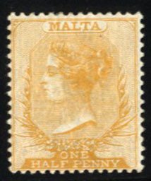 Malta #7 Cat$21, 1882 1/2p reddish orange, hinged