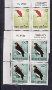 PAPUA NEW GUINEA BLOCKS OF 4 VF-MNH BIRDS OF PARADISE STARTS AT ONLY 99cts
