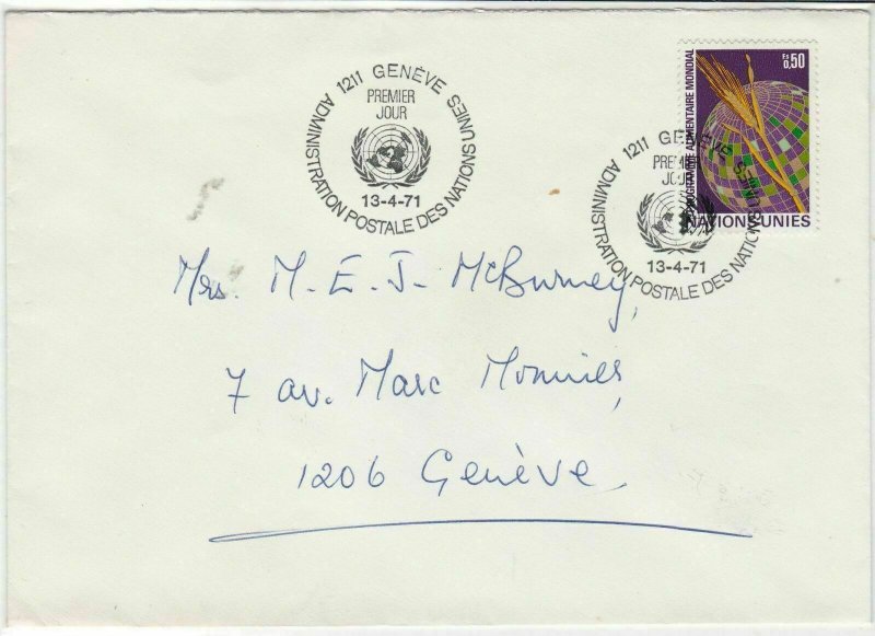 Geneva United Nations 1971  stamps cover ref 21657