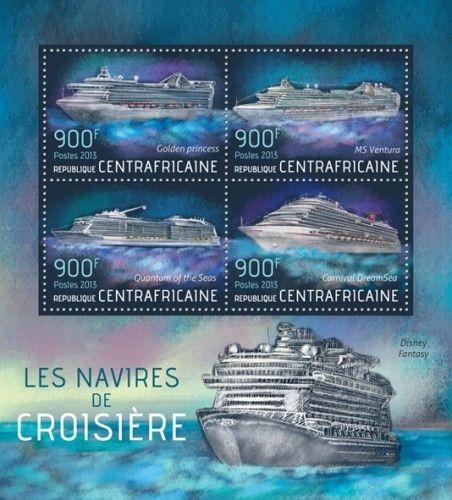 Cruise Ships Schiffe Sea Water Transport Central Africa MNH stamp set