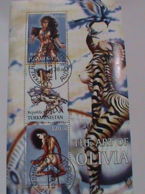 TAJIKISTAN STAMP: THE ART OF OLIVIA  CTO- MNH S/S #2. MOST DEMAND. VERY RARE