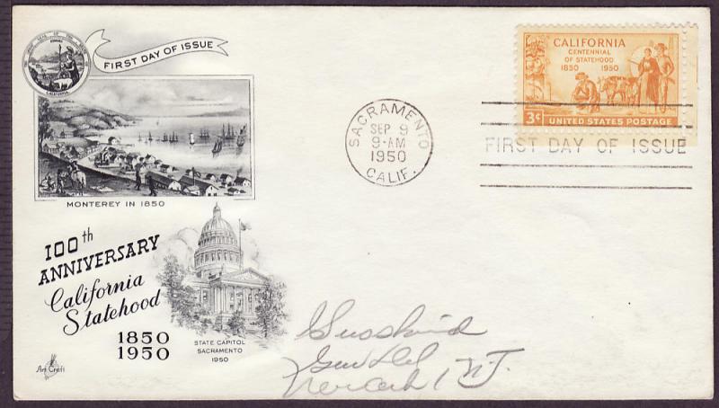  997 California Statehood Artcraft FDC