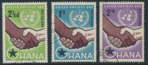 Ghana 1958 Used Mi 36 - 38 Sc 36 - 38 Handshake hands, UN