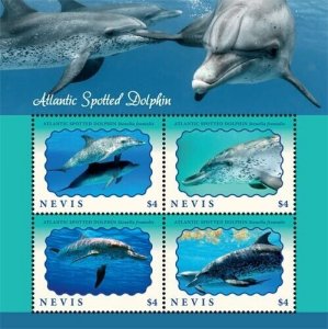 Nevis 2019 - Atlantic Spotted Dolphin- Sheet of 4 stamps - Scott #1995 - MNH