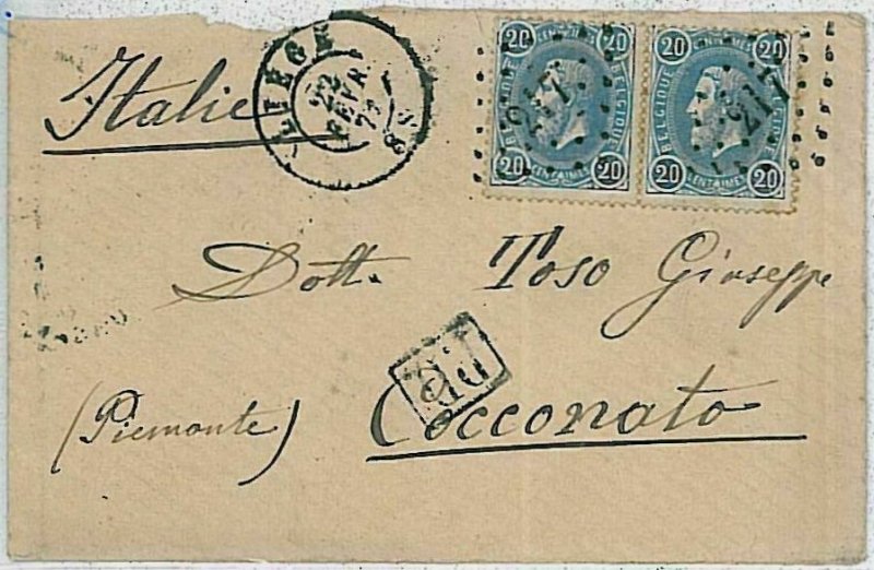 29858 - BELGIUM Belgique - POSTAL HISTORY - COVER from LIEGE to COCONATO Italy 1