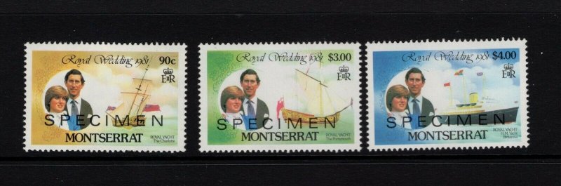 Montserrat #465/467/469 VFMNH Royal Wedding set overprinted Specimen