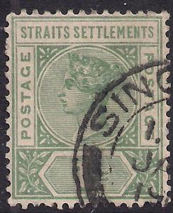 Straits Settlement 1892 - 99 QV 1ct Green SG 95 ( D1156 )