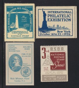 US Vintage 1926-1951 Mixed Lot of 4 Philatelic Society Cinderella Stamps