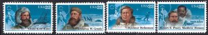 United States #2220-23 22¢ Arctic Explorers (1986). Four singles. MNH