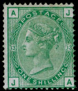 SG150, 1s green plate 13, NH MINT. Cat £625+.