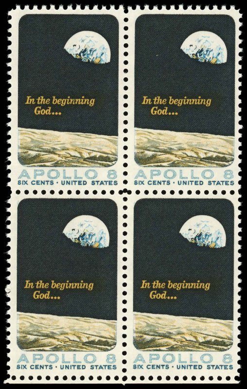 US Sc 1371 MNH BLOCK of 4 - 1969 6¢ Apollo 8 -  See Scan