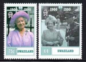 Swaziland - 1990 90th Birthday of Queen Mother Set MNH SG 570-571