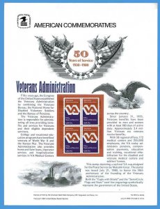 USPS COMMEMORATIVE PANEL #128 VETERANS ADMINISTRATION #1825