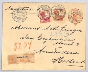 DUTCH EAST INDIES Cover *POERWOKERTO* CDS Registered Amsterdam 1922 ZT180