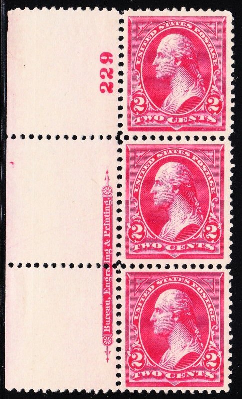 MOstamps - US #267 Unused No Gum Plate # Strip of 3 - Lot # MO-39A  