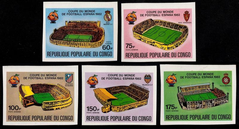  CONGO 1980 - WORLD CUP SOCCER SPAIN IMPERF - MI. 736/740 ** MNH OG [SP1.3]