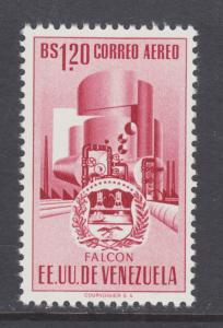 Venezuela Sc C460 MNH. 1956 1.20b rose red Falcon Oil Refinery Air Post, VF