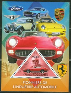 TOGO 2013  AUTOMOTIVE PIONEERS  ENZO FERRARI S/S W/FORD BENTLEY  EMBLEMS MINT NH