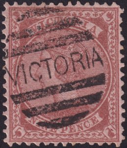 Australian States - Victoria 1873 #127 9p Red Brown on Rose Paper vf u vf