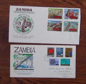 Zambia FDC x 10 1965 1976 Railway Crafts Conservation Development Airport etc