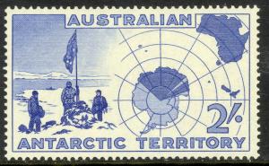 AUSTRALIAN ANTARCTIC TERRITORY 1957-59 2sh Explorers & Map Issue Sc 1L4 MNH