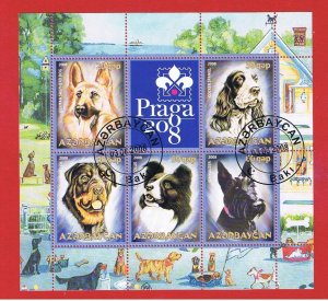 Azerbaijan   2008  Souvenir Sheet of 5 + label  Dogs  Free S/H