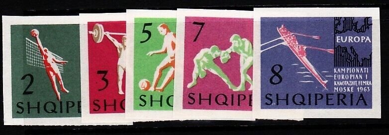 ALBANIA Sc 686-90 NH PERF&IMPERF SET OF 1963 - SPORT