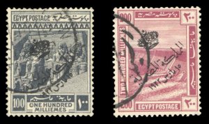 Egypt #90-91 Cat$51.60, 1922 100m and 200m, used