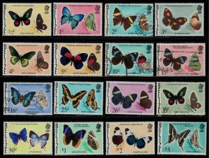 Belize #345-59, 355A*/u  CV $61.65  Butterflies