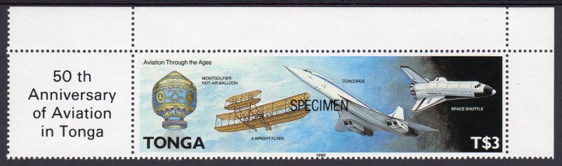 TONGA 1989 Sc#724 CONCORDE-HOT AIR BALLON-SPACE SHUTTLE (1) SPECIMEN MNH