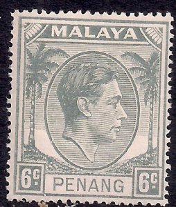 Malaya Penang 1949 - 52 KGV1 6ct Grey Umm SG 8 ( J990 )