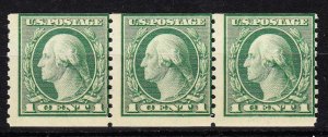 MOstamps - US Scott #490 Mint OG NH Coil Strip of 3 - Lot # HS-E98