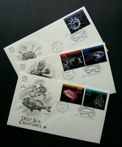USA US Deep Sea Creatures 2000 Marine Life Underwater (stamp FDC complete set) 