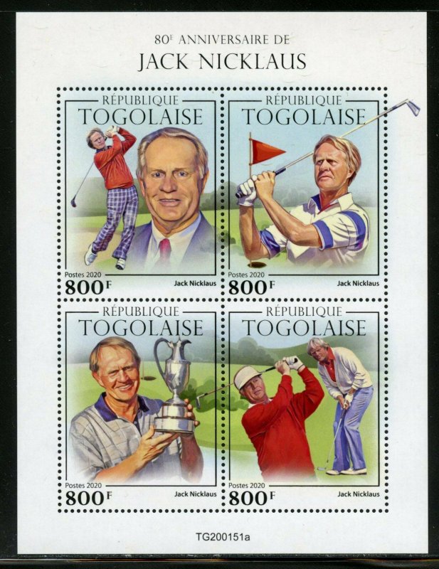 TOGO 2020 80th ANNIVERSARY OF  JACK  NICKLAUS SHEET MINT NEVER HINGED