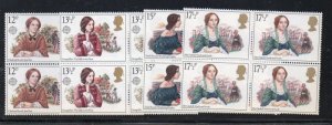 Great Britain Sc 915-18 1980 Europa Lady Authors  stamp set blocks of 4 mint NH